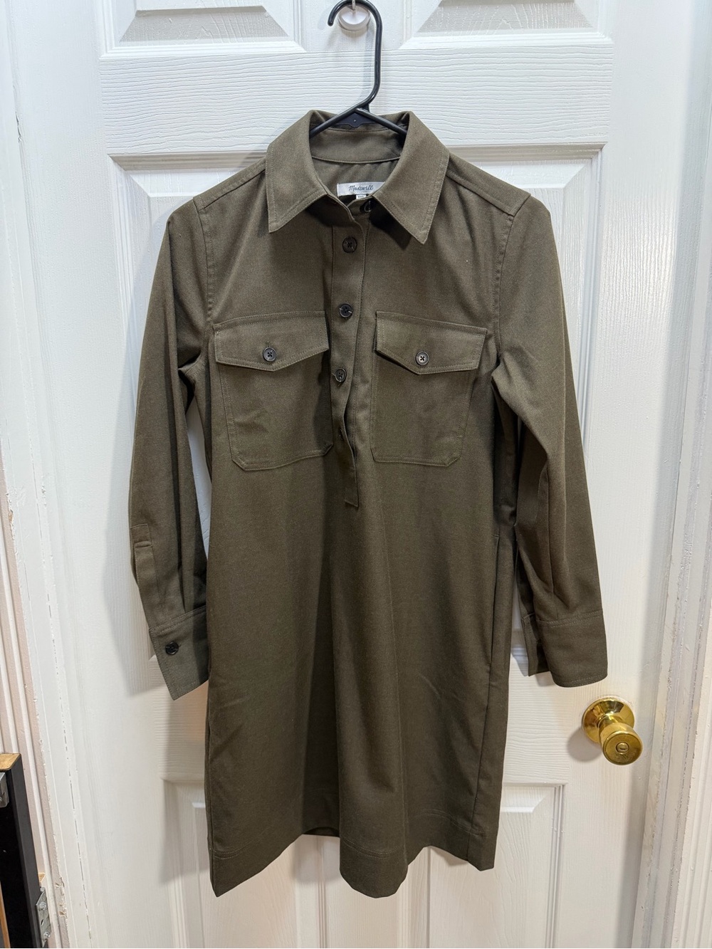 Madewell Olive Button-Up Dress